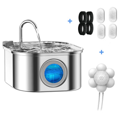 Smart Pet Water Feeder with Visual Window 3.2L Stainless Steel