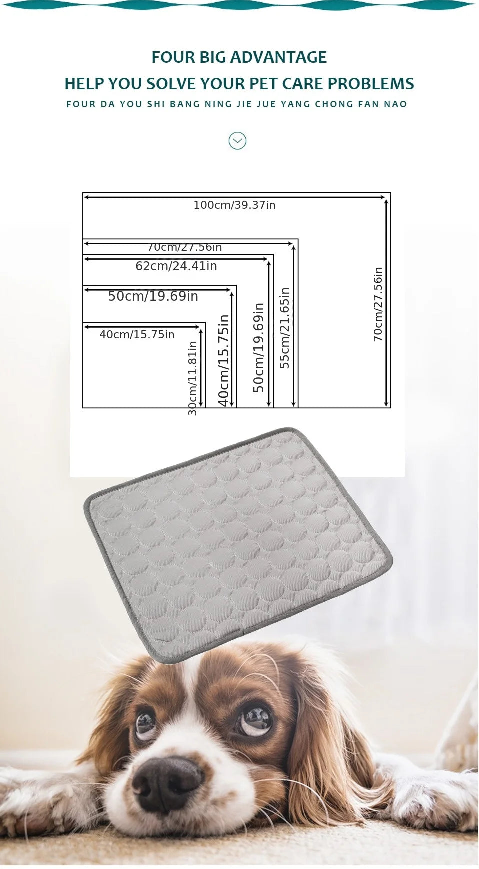 Cooling Pet Mat XL Summer Bed for Dogs & Cats