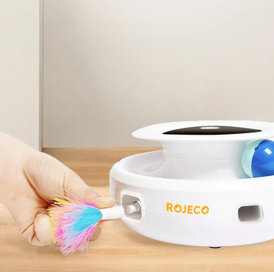 Interactive Cat & Dog Toy Smart 2 in1 Feather Ball