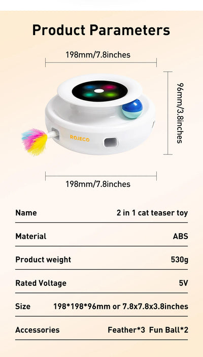 Interactive Cat & Dog Toy Smart 2 in1 Feather Ball