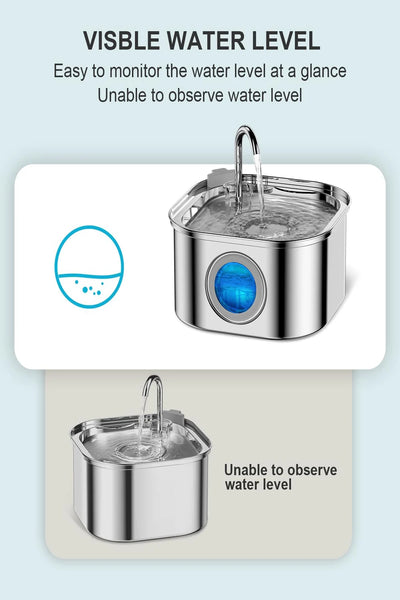 Smart Pet Water Feeder with Visual Window 3.2L Stainless Steel