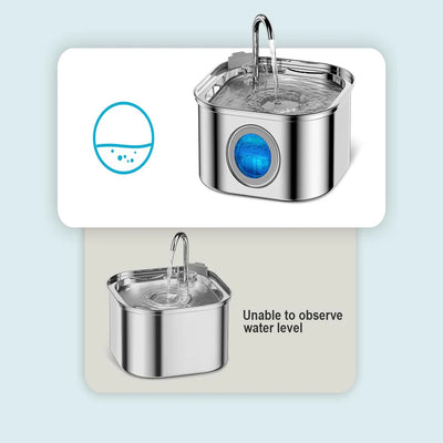 Smart Pet Water Feeder with Visual Window 3.2L Stainless Steel