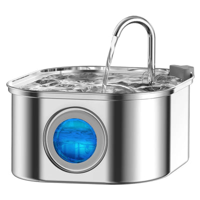 Smart Pet Water Feeder with Visual Window 3.2L Stainless Steel