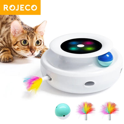 Interactive Cat & Dog Toy Smart 2 in1 Feather Ball