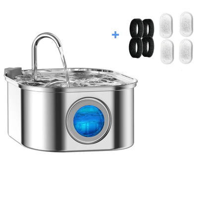 Smart Pet Water Feeder with Visual Window 3.2L Stainless Steel