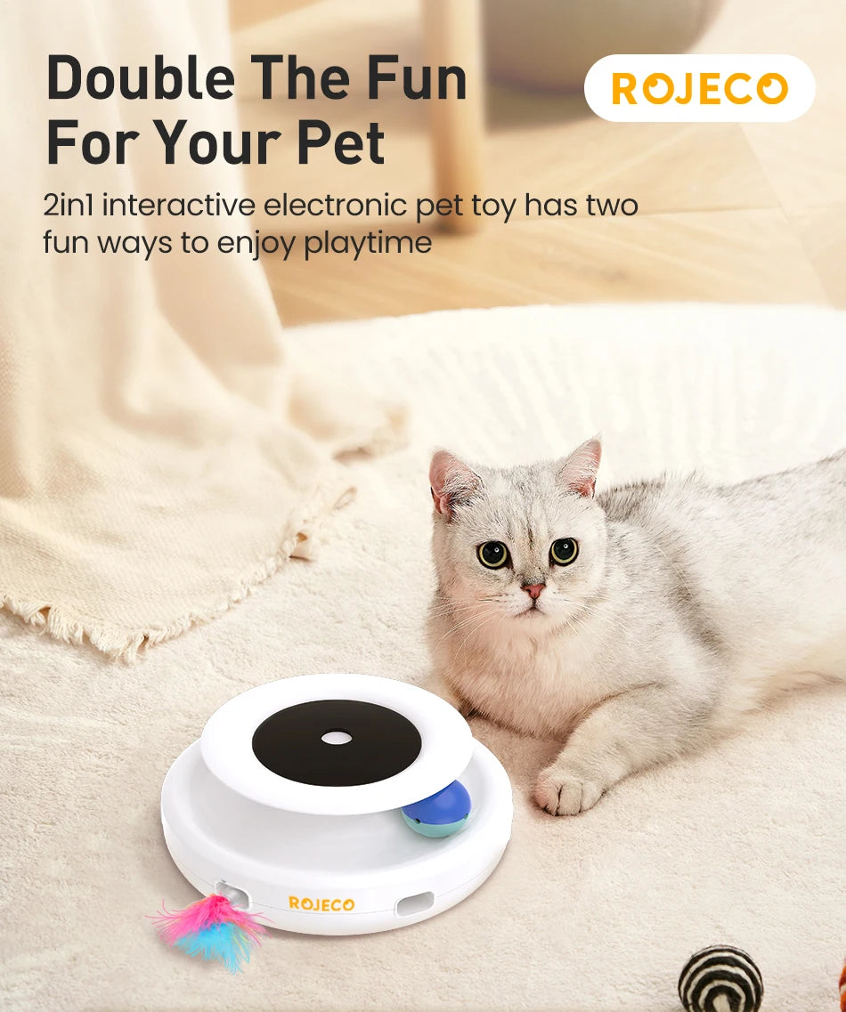 Interactive Cat & Dog Toy Smart 2 in1 Feather Ball