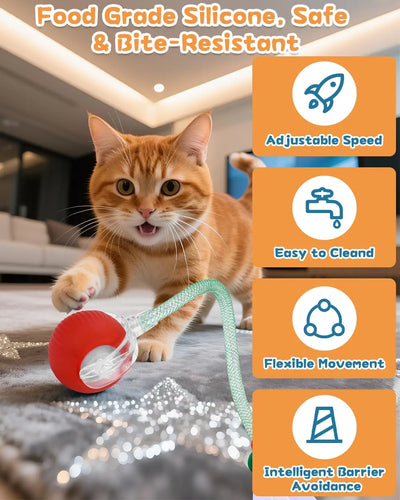 Automatic Cat Toy Ball with Tail Rechargeable