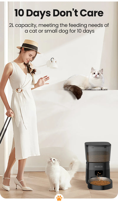 Smart Button Pet Feeder Auto Food Dispenser for Cats & Dogs